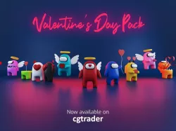Valentines Day Among Us Collection of 10 Low-poly 3D model