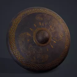 Viking Sun Shield Low-poly 3D model