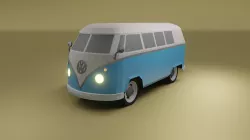 Volkswagen type 2 1967 low poly 3D model Low-poly 3D model