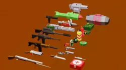 Weapon pack for mobile game Low-poly 3D model