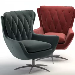 Wells Tufted Leather Swivel Armchair 3D model
