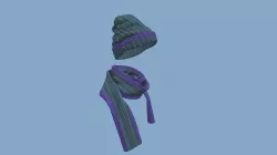 winter hat and scarf 3D model