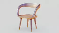 Wooden Chair with Copper Line Low-poly 3D model