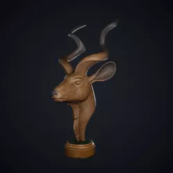 Wooden Greater Kudu Statue Low-poly 3D model