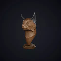 Wooden Lynx Statue Low-poly 3D model