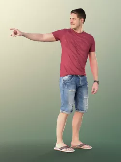 11111 Liam - Cool Guy Man standing casual waving greeting  3D model