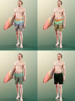 11233 Milo - 4 Texturevariations surfer beach boy man maui  3D model