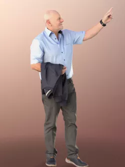 11247 Phil - Older Man Grandpa showing pointing  3D model