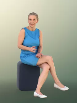 11255 Bridget - Elderly woman blue dress sitting talking 3D model