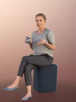 11257 Bridget Older Woman sitting with coffe talking 3D model