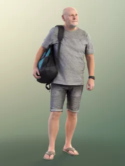 11325 Phil - Old Man bald and beard casual bag beach 3D model