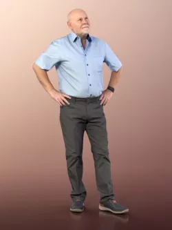11327 Phil Old man standing hands on waist shirt trousers  3D model