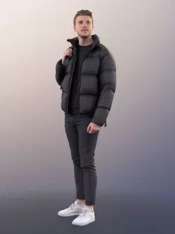 11418 Jimmy - Man standing warm winter jacket and bag 3D model