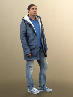 11455 Michael - Man with Winterjacket standing cold weather 3D model