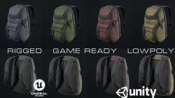 Adventure backpack Low-poly 3D model
