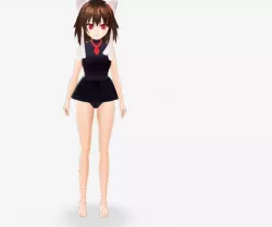 AKANE ASIAN GIRL SWIMSUIT CAT 3D MODEL RIGGED T POSE SHAPE KEYS Low-poly 3D model