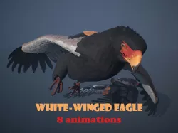 Animated White-winged Eagle Low-poly 3D model