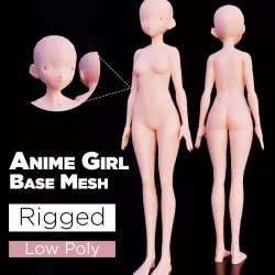 Anime girl base mesh Low-poly 3D model