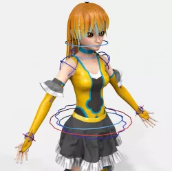 Anime Girl Low Poly Character Rigged with Clothes Low-poly 3D model
