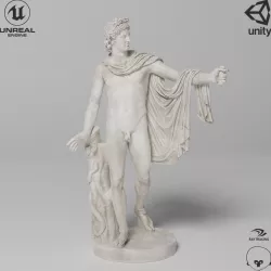 Apollo Belvedere Sculpture VR AR Mobile-ready Game-ready Low-poly 3D model