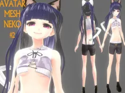 ASIAN GIRL CAT 3D MODEL RIGGED T POSE SHAPE KEYS  NEKO 2 Low-poly 3D model