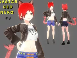 ASIAN GIRL CAT 3D MODEL RIGGED T POSE SHAPE KEYS NEKO 3 Low-poly 3D model