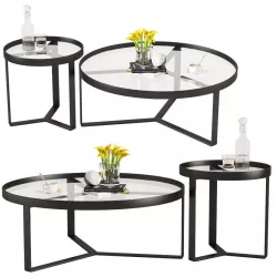 Aula Coffee Table Side Table Black and Gray 3D model