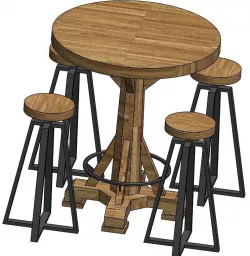 Bar Table  and Stools 3D model
