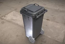 Black Plastic Waste Bin 120 Liters 945x393x480 Low-poly 3D model