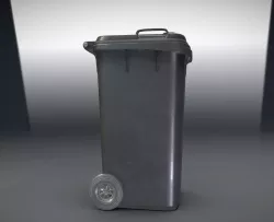 Black Plastic Waste Bin 240 Liters 1075x515x582 Low-poly 3D model