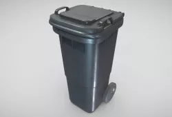 Black Plastic Waste Bin 60 Liters 945x360x448 Low-poly 3D model