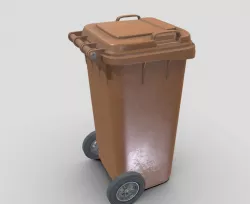 Brown plastic waste bin 240 liters 1075x515x582 Low-poly 3D model