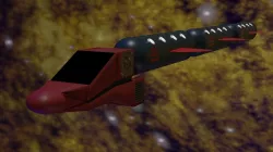 Cargo spaceship with wagons Low-poly 3D model
