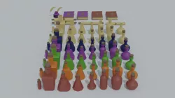 Cartoon potion and medieval clerk tools asset Low-poly 3D model