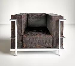 Cassina LC2 Chair in old Black Leather 3D model