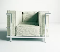 Cassina LC2 Chair in White Leather 3D model