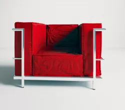 Cassina LC2 Chair inRed Leather 3D model