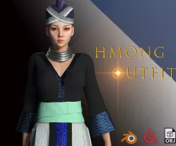 Character Creator - Hmong Female Costumes Low-poly 3D model