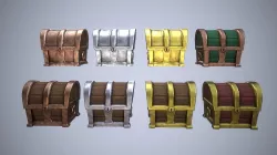 Collection of stylized chests Low-poly 3D model