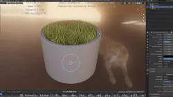 Concrete Pipe Pots with Grass 1000mm Low-poly 3D model