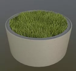 Concrete Pipe Pots with Grass 1500mm  Low-poly 3D model