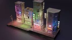 Cyberpunk Buildings Pack And Scene Low-poly 3D model