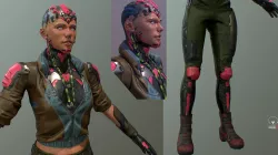 Cyberpunk girl  Low-poly 3D model