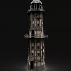 ENTERABLE AAA NEXT GEN MEDIEVAL LIGHTHOUSE LANTERN TOWER Low-poly 3D model
