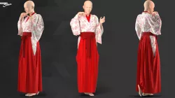 Female Flower Kimono - 60 Marvelous Designer and Clo3D 3D model