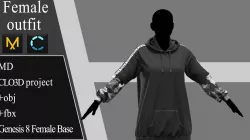 Female outfit Marvelous Designer project 3D model