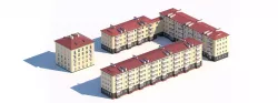 Five-story residential city building 3D model