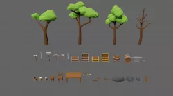 Furniture And Items Low-poly 3D model
