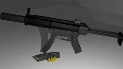 Game Ready Low Poly MP5SD Low-poly 3D model