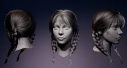 Game Realtime Braids Hairstyle UE4 Low-poly 3D model